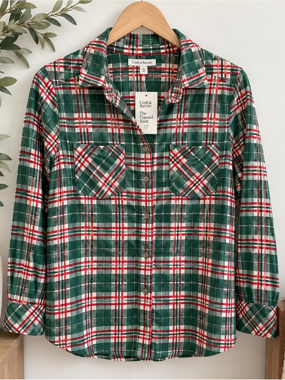 NWT Croft and barrow Christmas colors red and green extra soft flannel 1